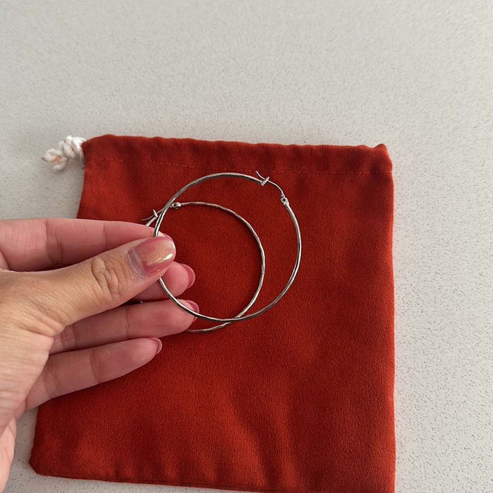 Silver Hoops - Picture 2 of 3